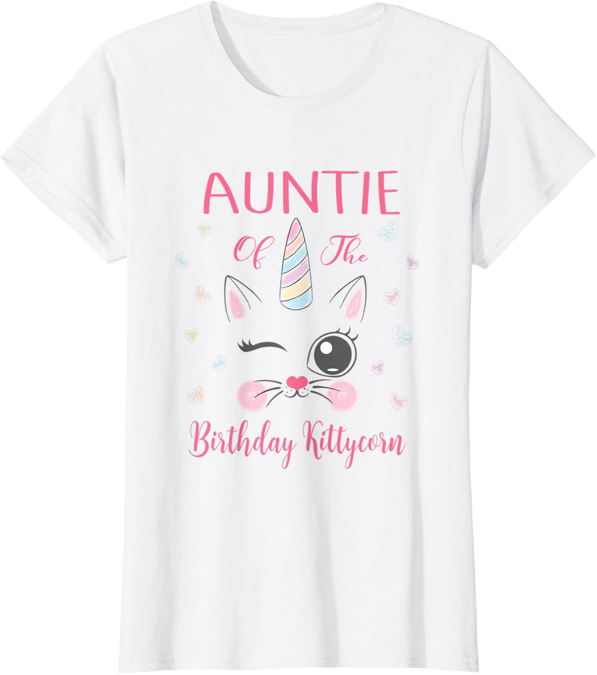 Auntie Of The Birthday Kittycorn Princess Girl Party T-Shirt - White