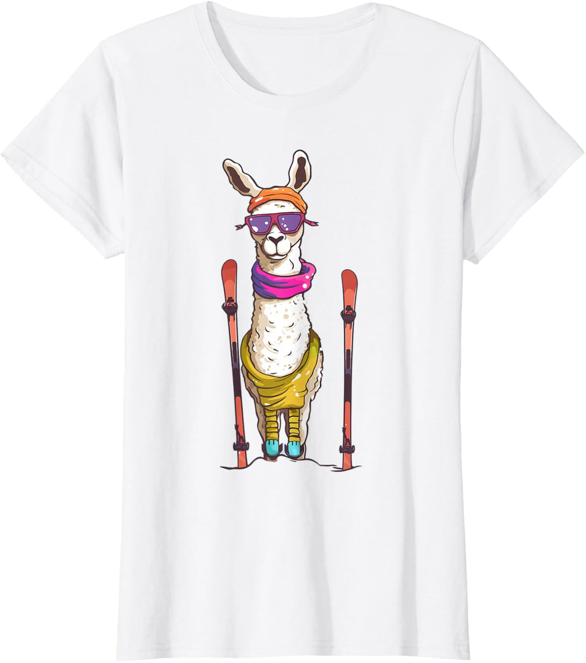 Alpaca Skiing Ski Lover Llama Skier for Men Women Kids T-Shirt - White