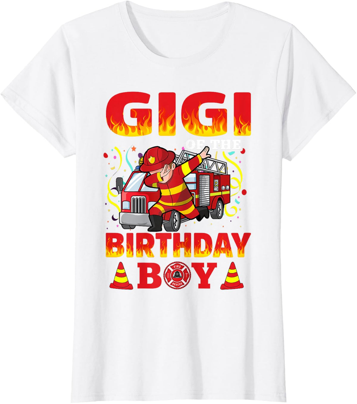 Gigi Of The Birthday Boy Fire Truck Firefighter Boys T-Shirt - White