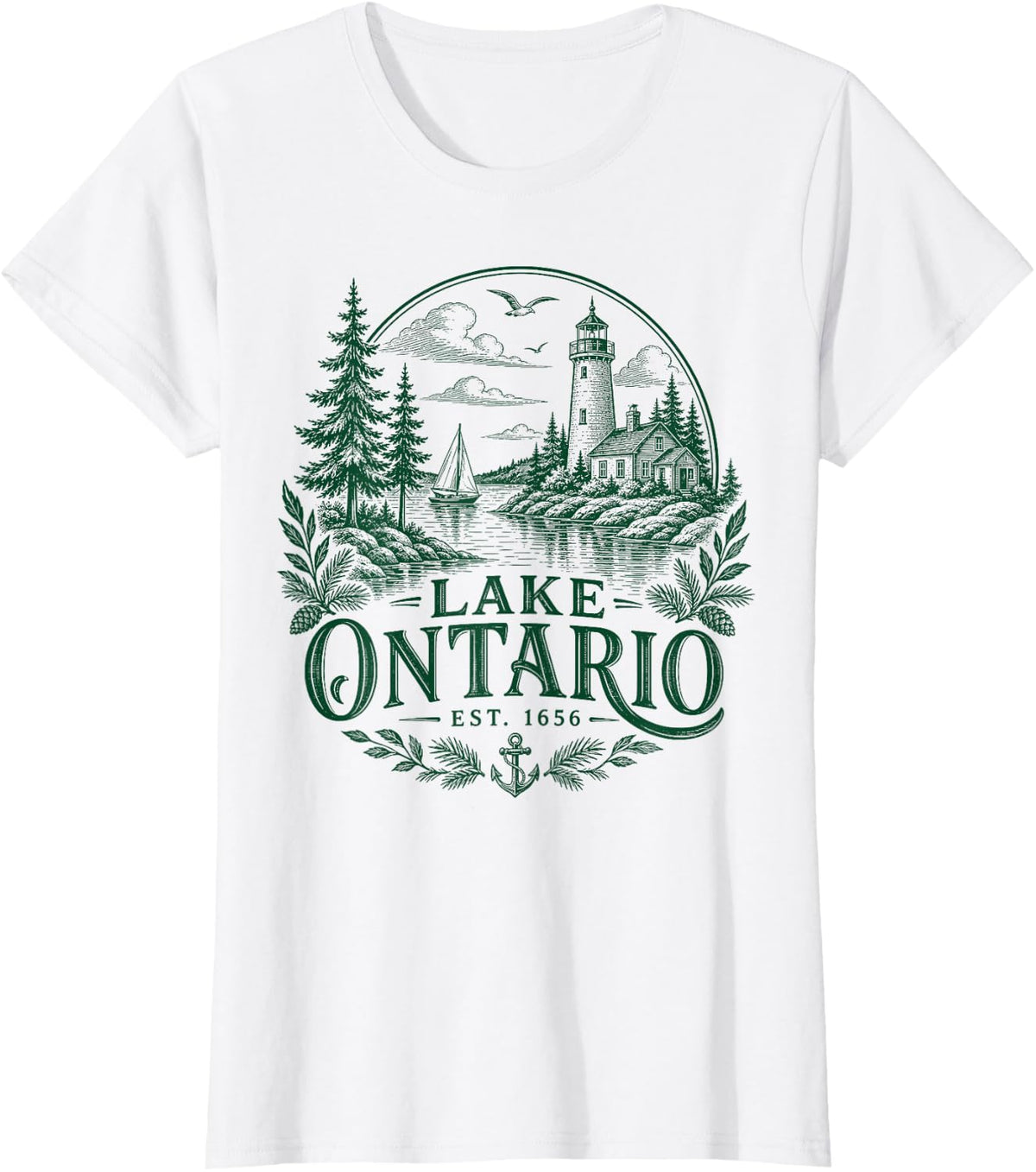 Lake Ontario EST 1656 Vintage T-Shirt - White