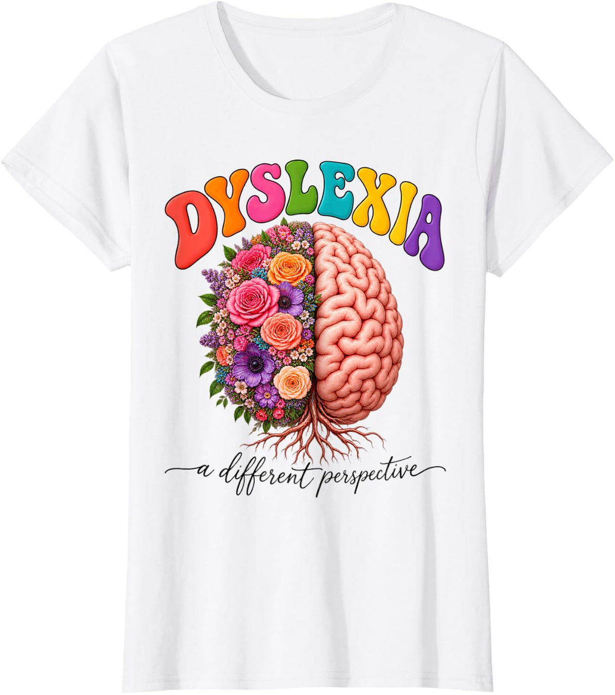 Dyslexia Awareness Different Perspective Neurodiversity T-Shirt - White