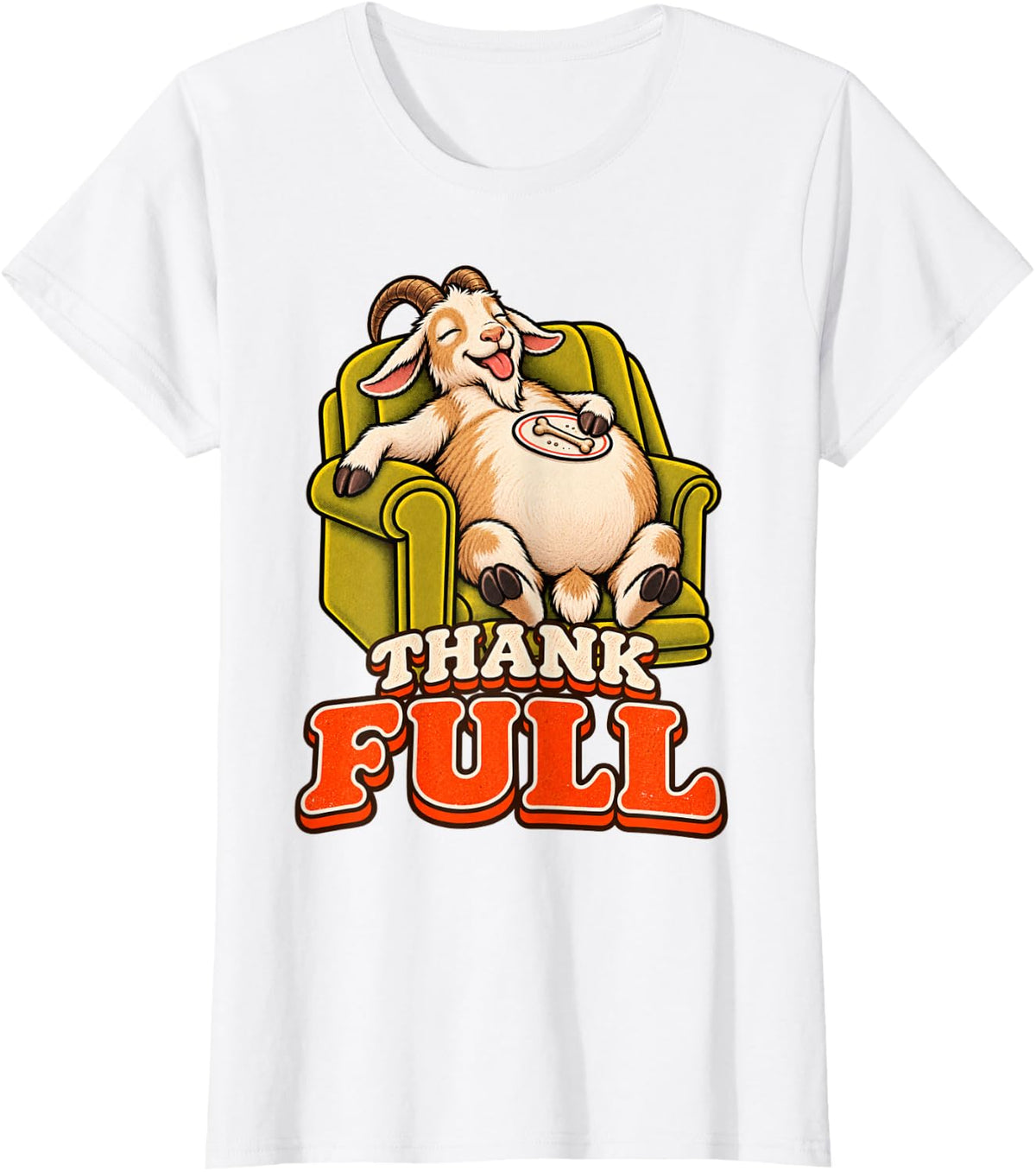 Goat Funny Turkey Day Retro Vintage Overeat Sleep Nap 70s T-Shirt - White