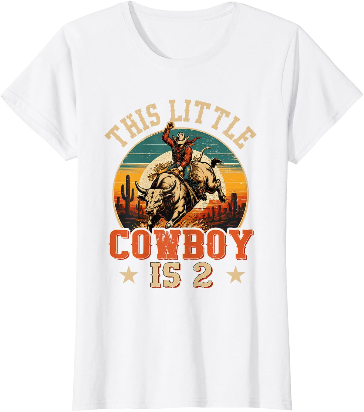2 Years Old Bull Riding Lover 2nd Birthday Cowboy Theme T-Shirt - White