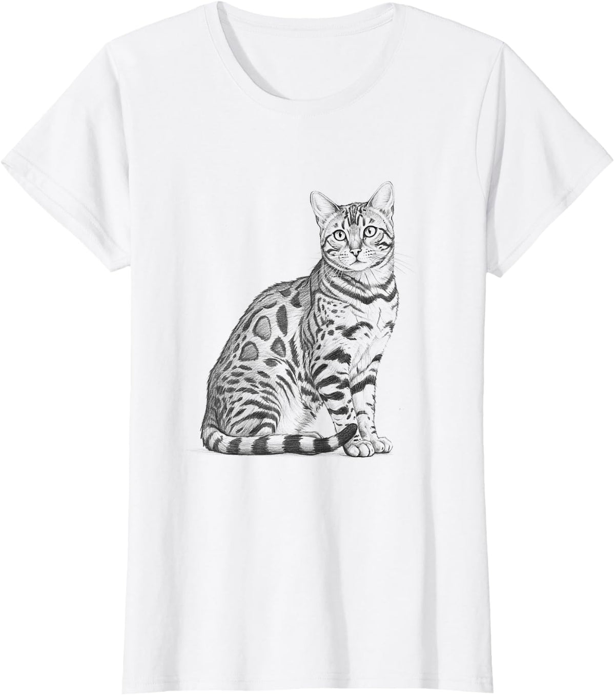 Bengal Cat Design For Women And Men T-Shirt - White