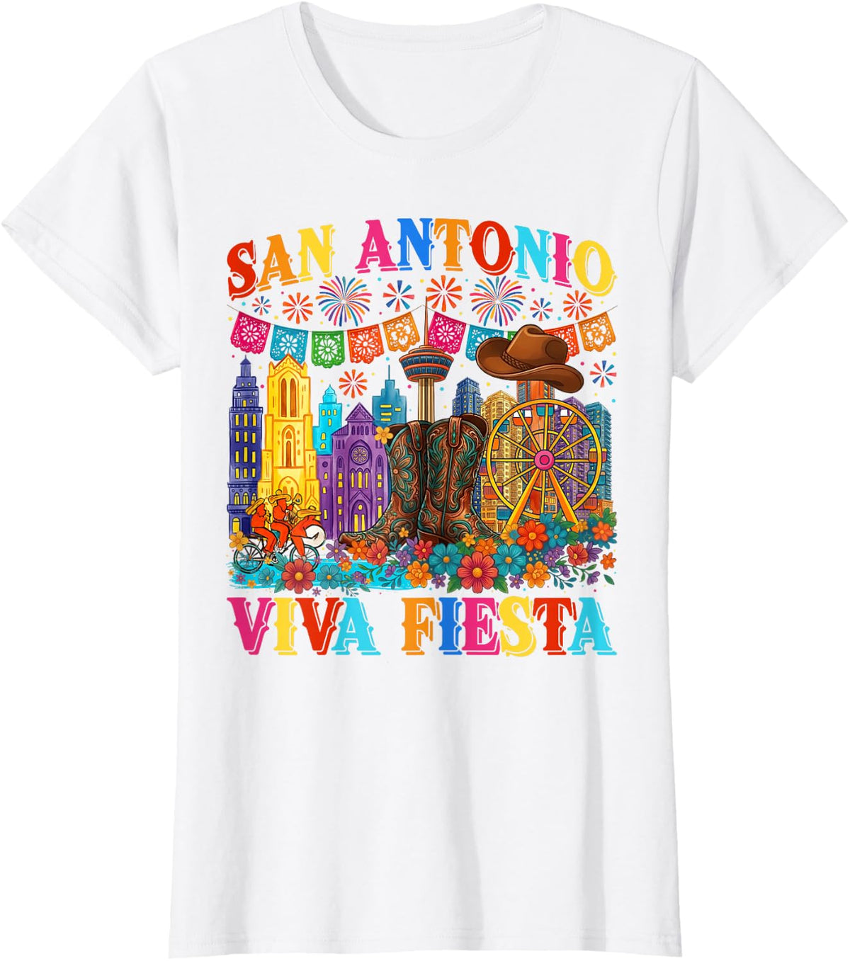Viva Fiesta Cinco De Mayo Cowboy Boots Fiesta San Antonio T-Shirt - White