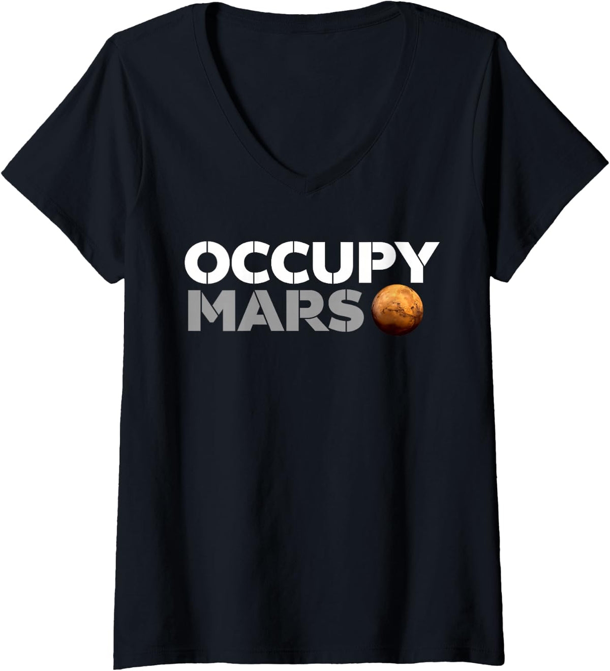 Women's Occupy Mars V-Neck T-Shirt - Black