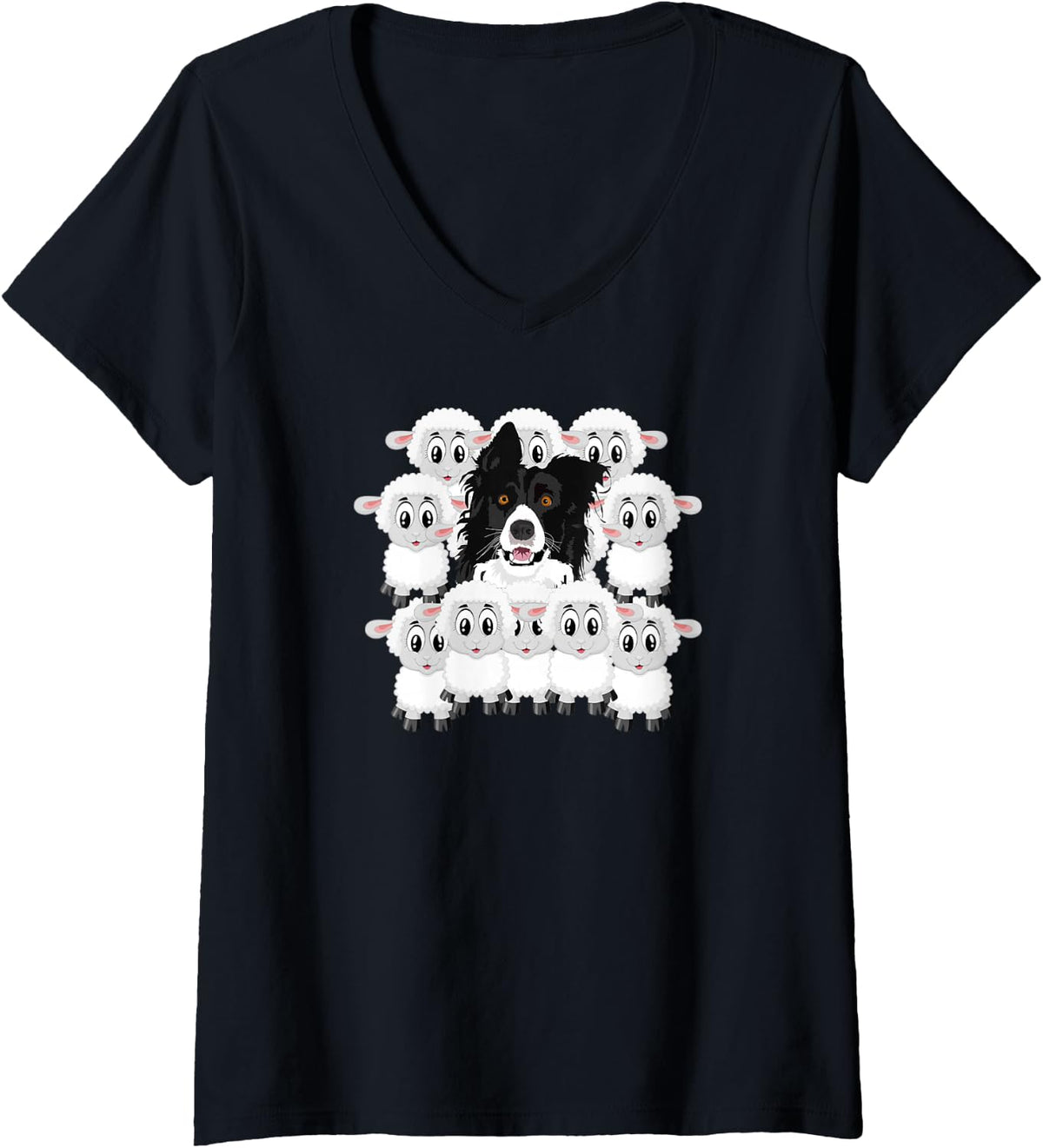Women's Border Collie Herding Instinct V-Neck T-Shirt - Black