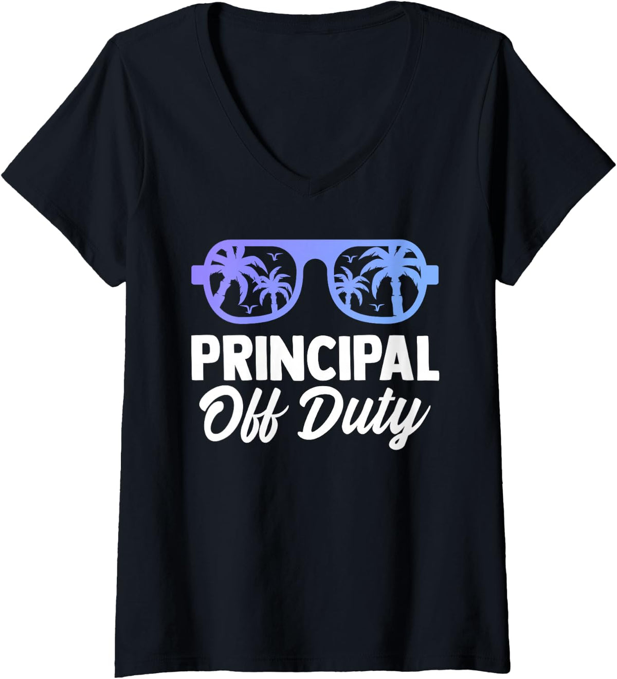 Women's Principal Off Duty Summer Last Day of School Headmistress V-Neck T-Shirt - Black