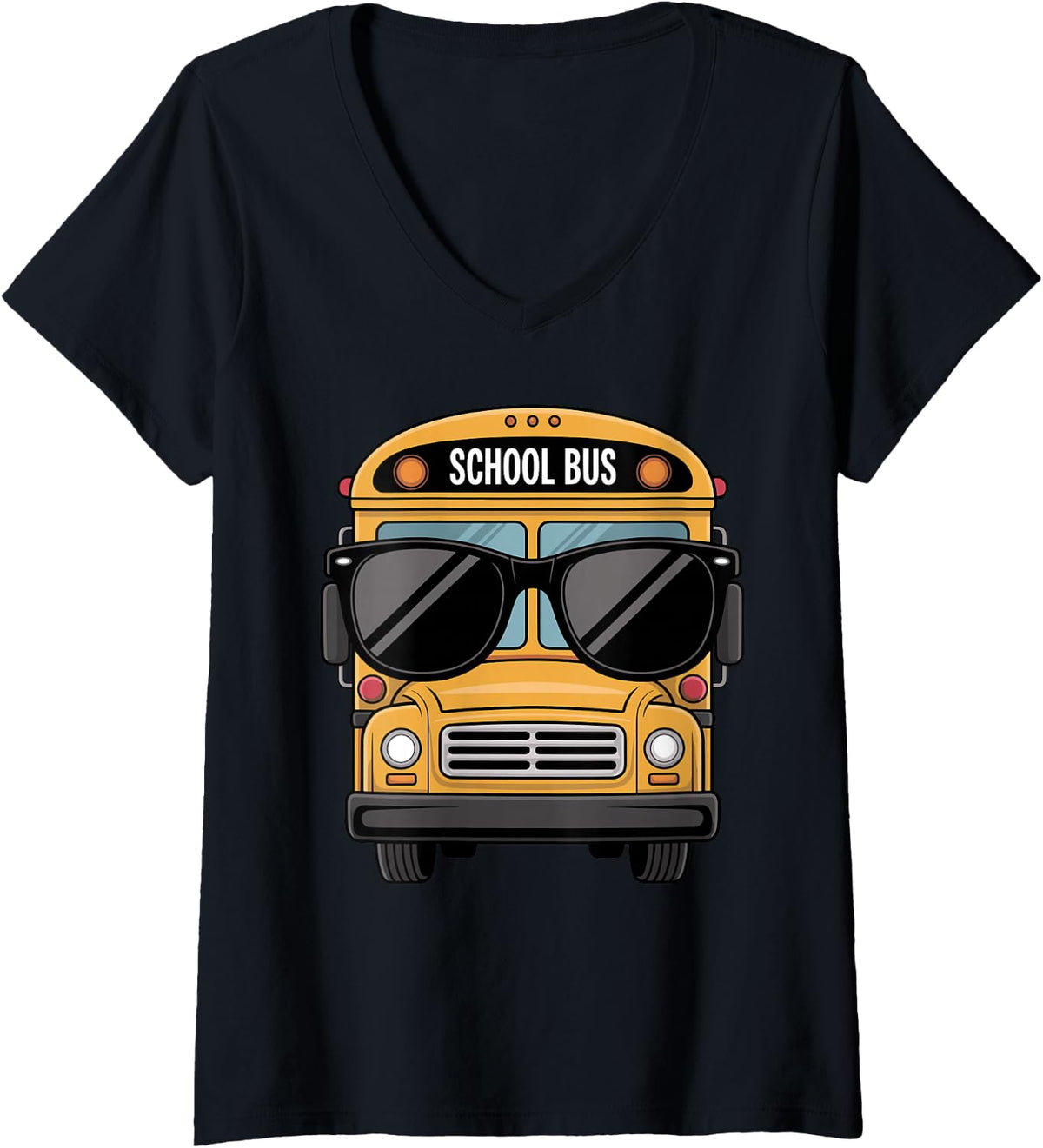 Women's Funny School Bus Driver Art for Men Women Back to School V-Neck T-Shirt - Black