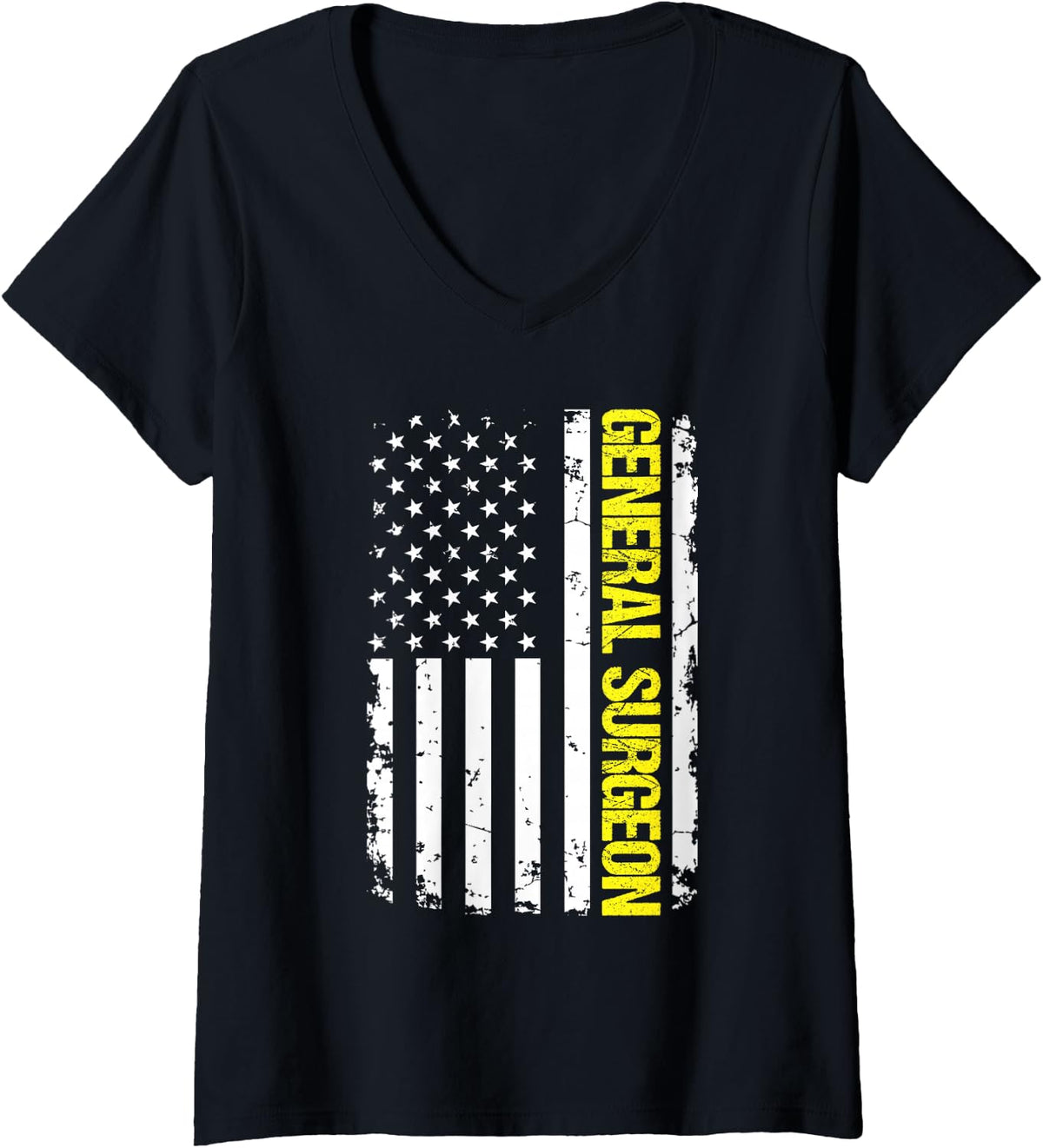 Women's General Surgeon USA Flag V-Neck T-Shirt - Black