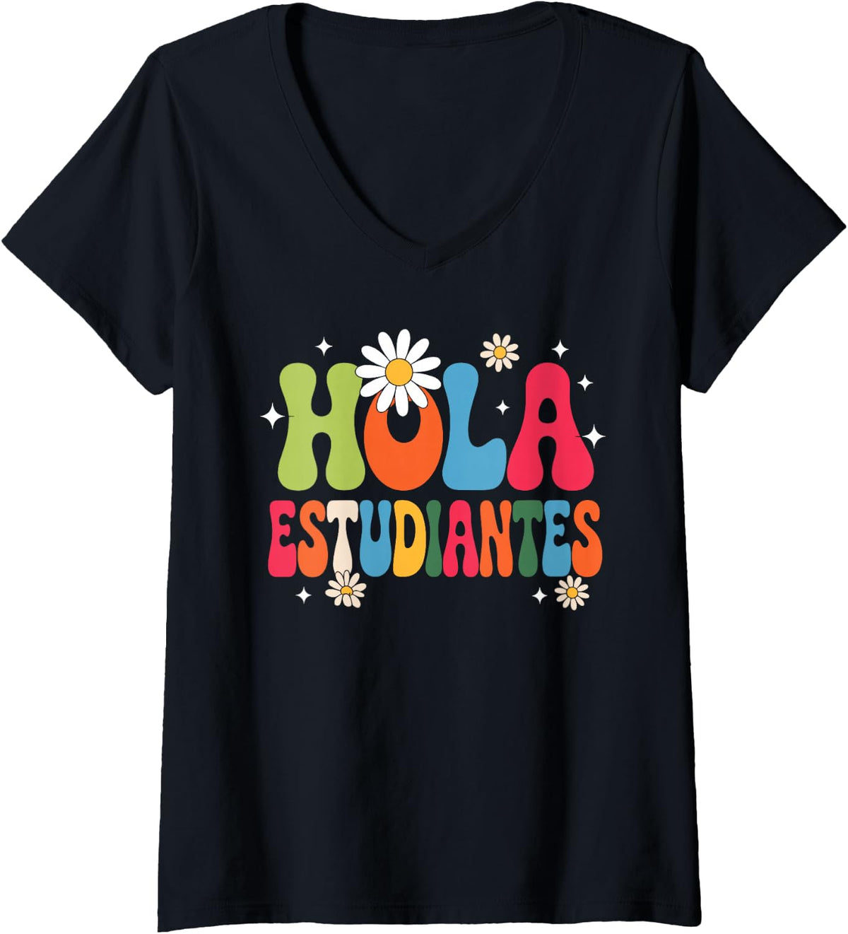 Women's Spanish Teacher Design for Men Women Maestra Spanish Teacher V-Neck T-Shirt - Black