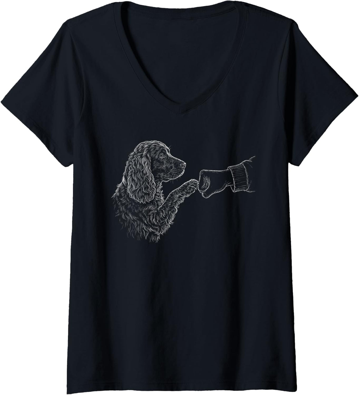 Women's Cocker Spaniel Fist Bump Dog Owner Friendship Men Women V-Neck T-Shirt - Black
