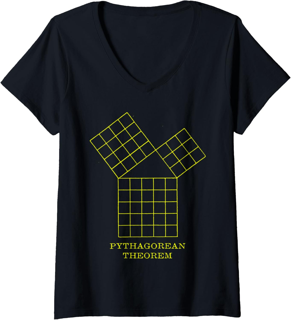 Women's Pythagorean Triple Graphic Math and Geometry V-Neck T-Shirt - Black