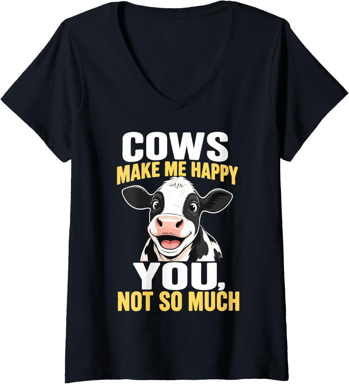 Women's Dairy Farmer Funny Cow Lover Arming Agriculture V-Neck T-Shirt - Black