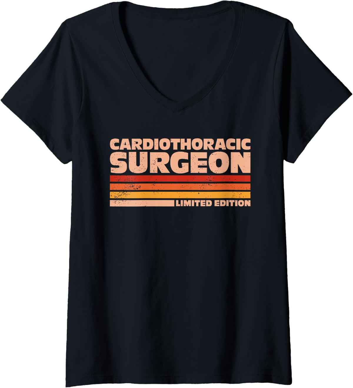 Women's Cardiothoracic Surgeon Retro Sunrise V-Neck T-Shirt - Black