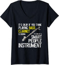 Women's Bass Clarinet Smart People Instrument Funny Music Band V-Neck T-Shirt - Black