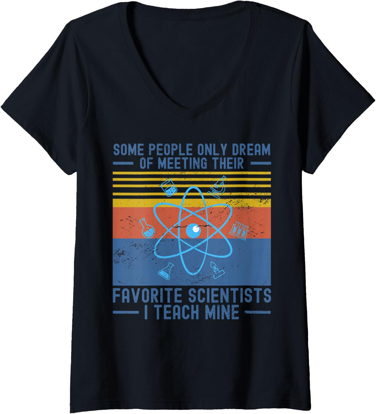 Women's Science Teacher Retro Scientist Physics Teacher Chemistry V-Neck T-Shirt - Black