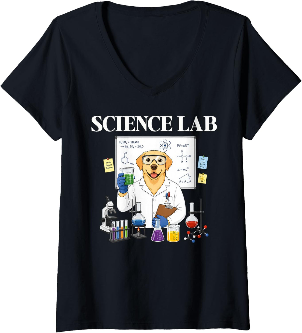 Women's Science Lab Funny Scientist Chemistry Physics STEM Teacher V-Neck T-Shirt - Black