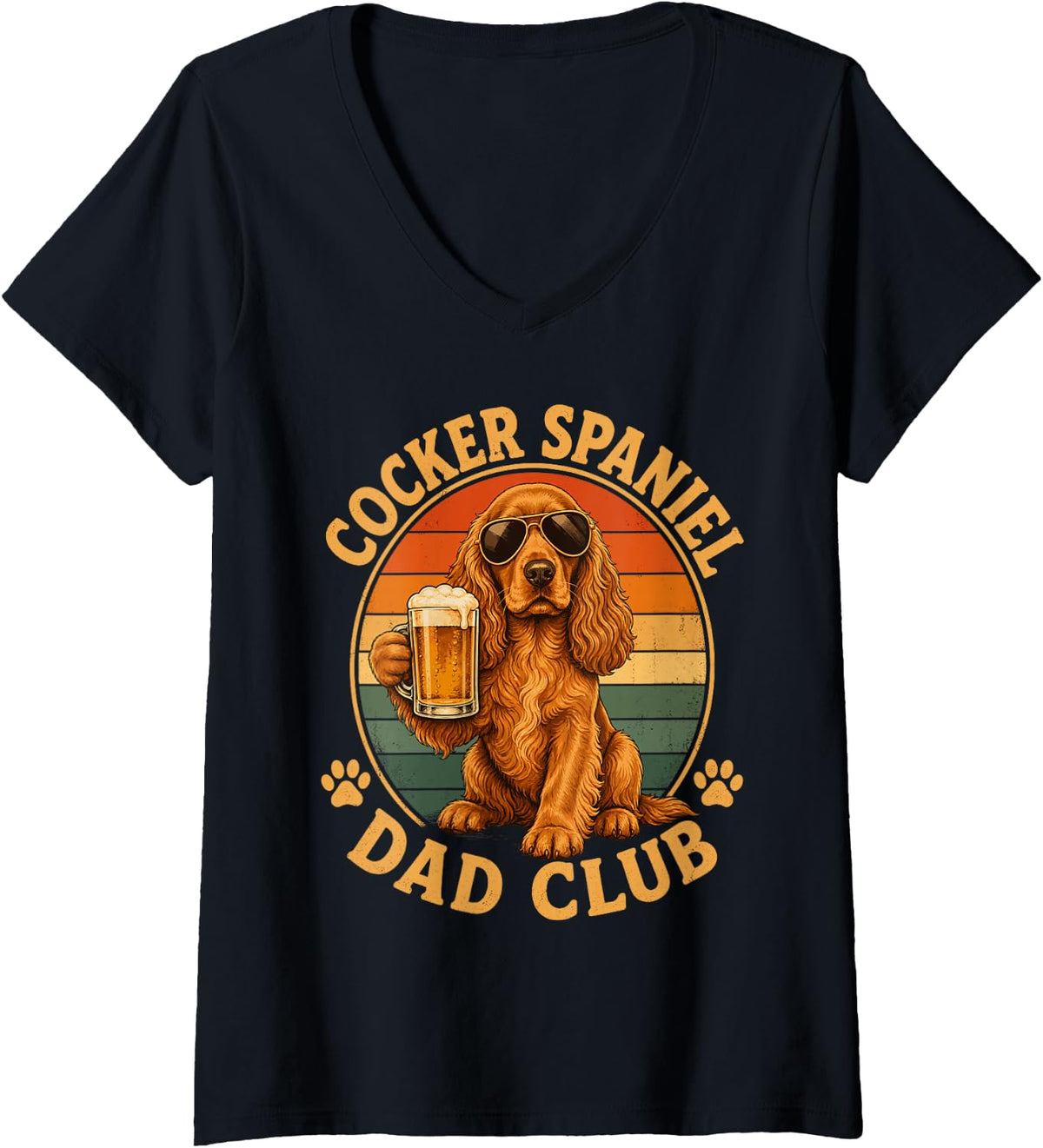 Women's English Cocker Spaniel Dad V-Neck T-Shirt - Black