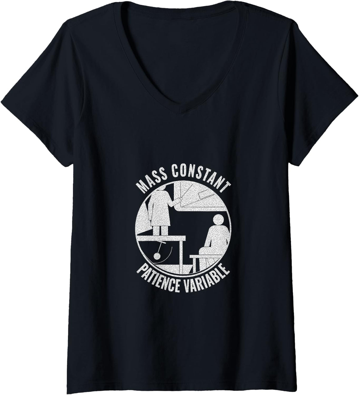 Women's Physics Student - Mass Constant Patience Variable V-Neck T-Shirt - Black
