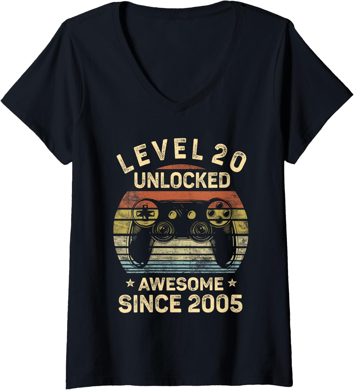 Women's Level 20 Unlocked 20th Birthday 20 Year Old Gifts Gamer Bday V-Neck T-Shirt - Black