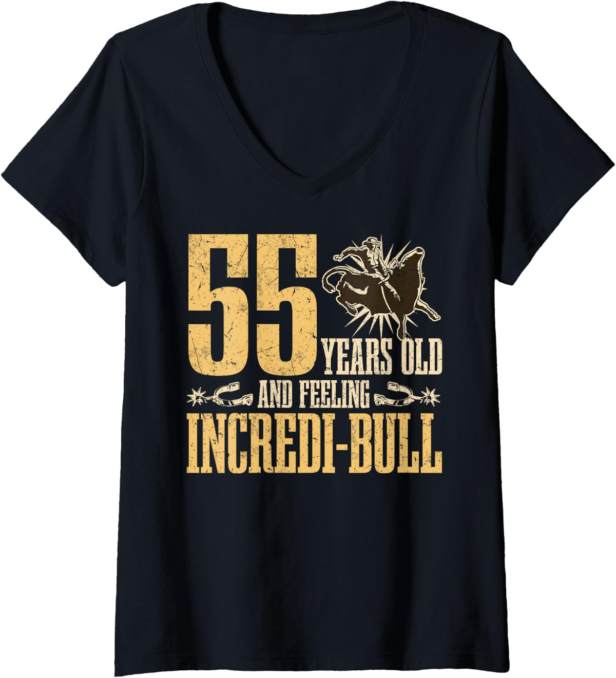 Women's Funny Bull Rider Birthday V-Neck T-Shirt - Black