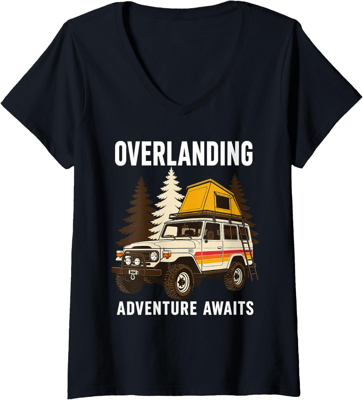 Women's Overlanding Art for Men Women Kids 4x4 Off-Road Overlanding V-Neck T-Shirt - Black