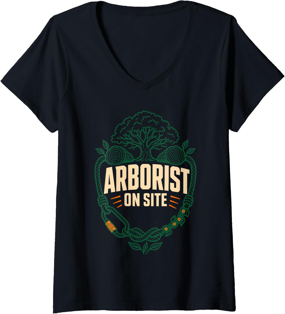 Women's Arborist On Site Tree Climber Tree Surgeon V-Neck T-Shirt - Black