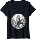 Women's Goldendoodle Halloween Dog Lover Spooky Season Cute V-Neck T-Shirt - Black