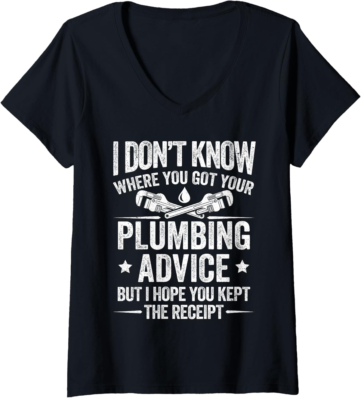 Women's Plumber Funny Plumbing Professional V-Neck T-Shirt - Black