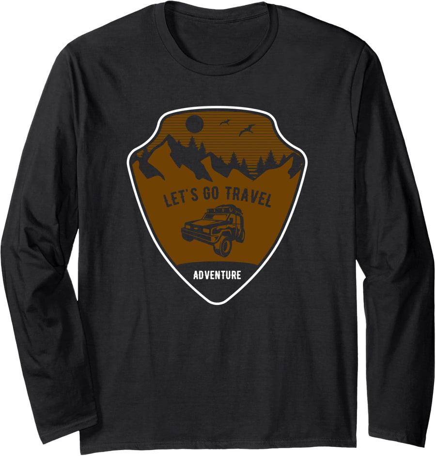 Let's Go Travel Off Roading Long Sleeve T-Shirt - Adult Unisex Black
