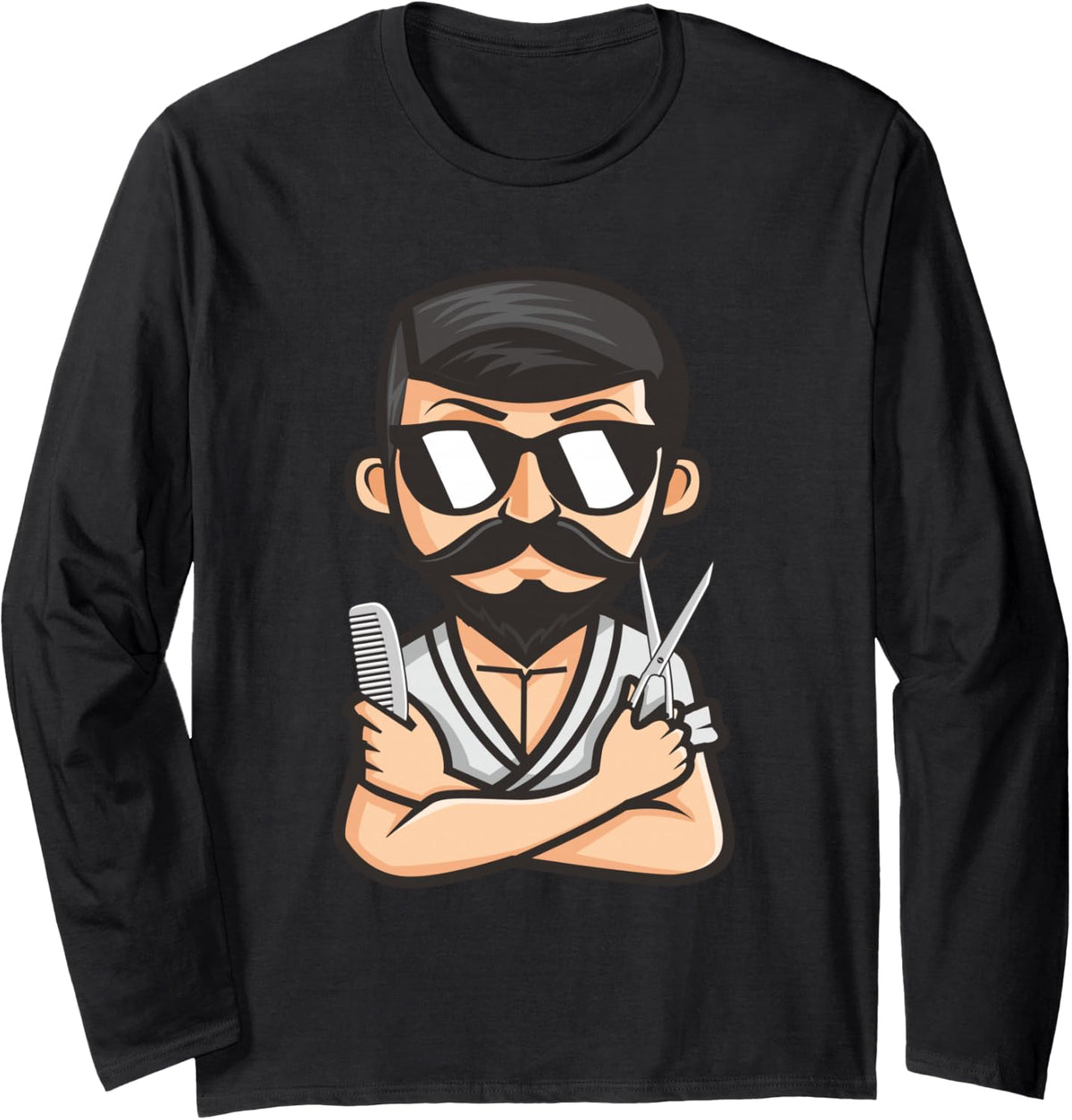 Hair-Dresser Barber-Shop Graphic Cool Hair Stylist Gifts Long Sleeve T-Shirt - Adult Unisex Black