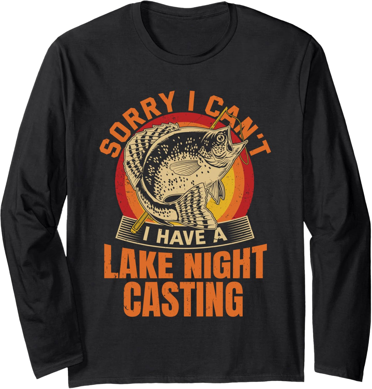 Crappie fishing Long Sleeve T-Shirt - Adult Unisex Black
