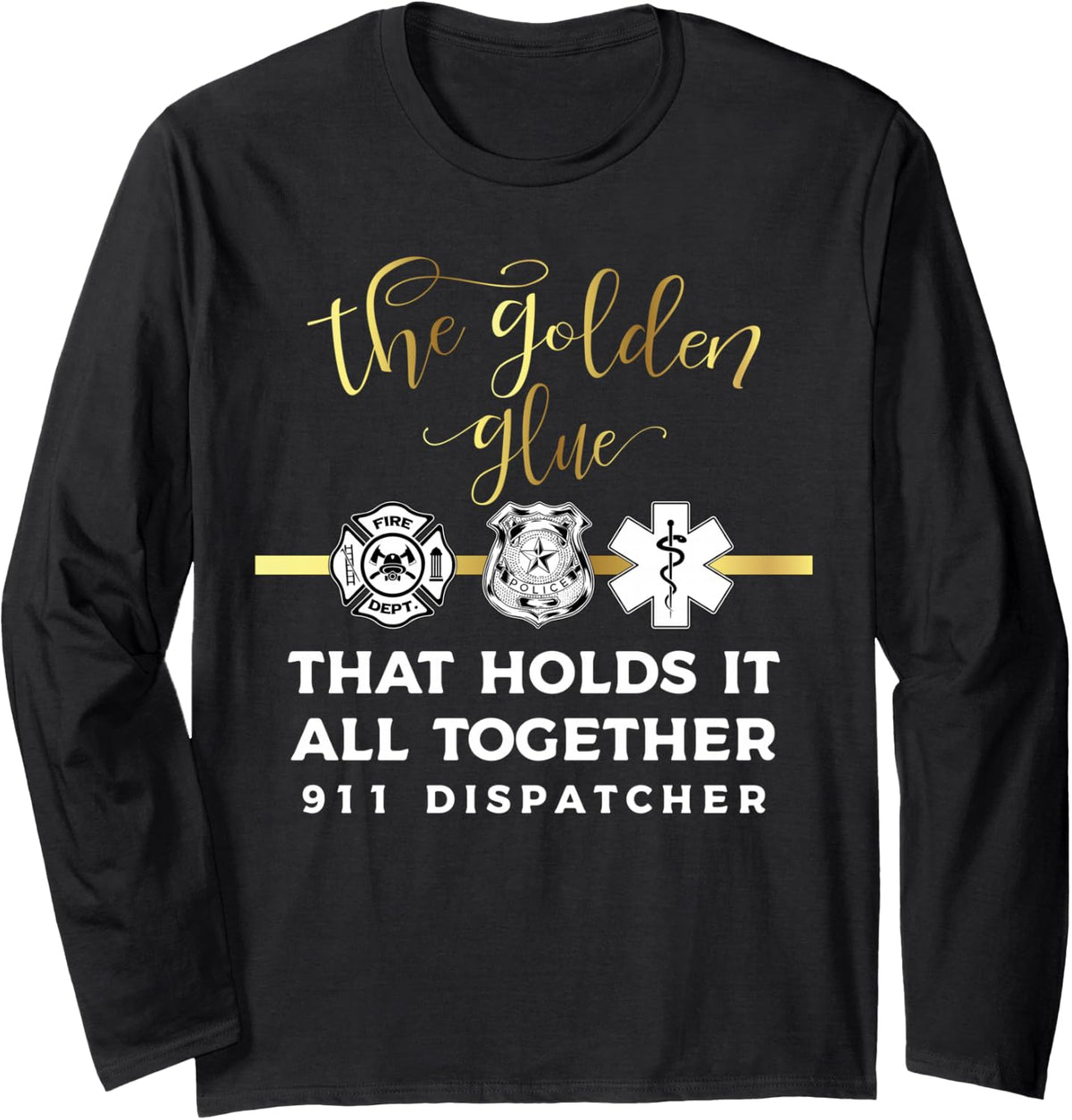 911 Dispatcher Thin Yellow Line Long Sleeve Shirt Gift - Adult Unisex Black