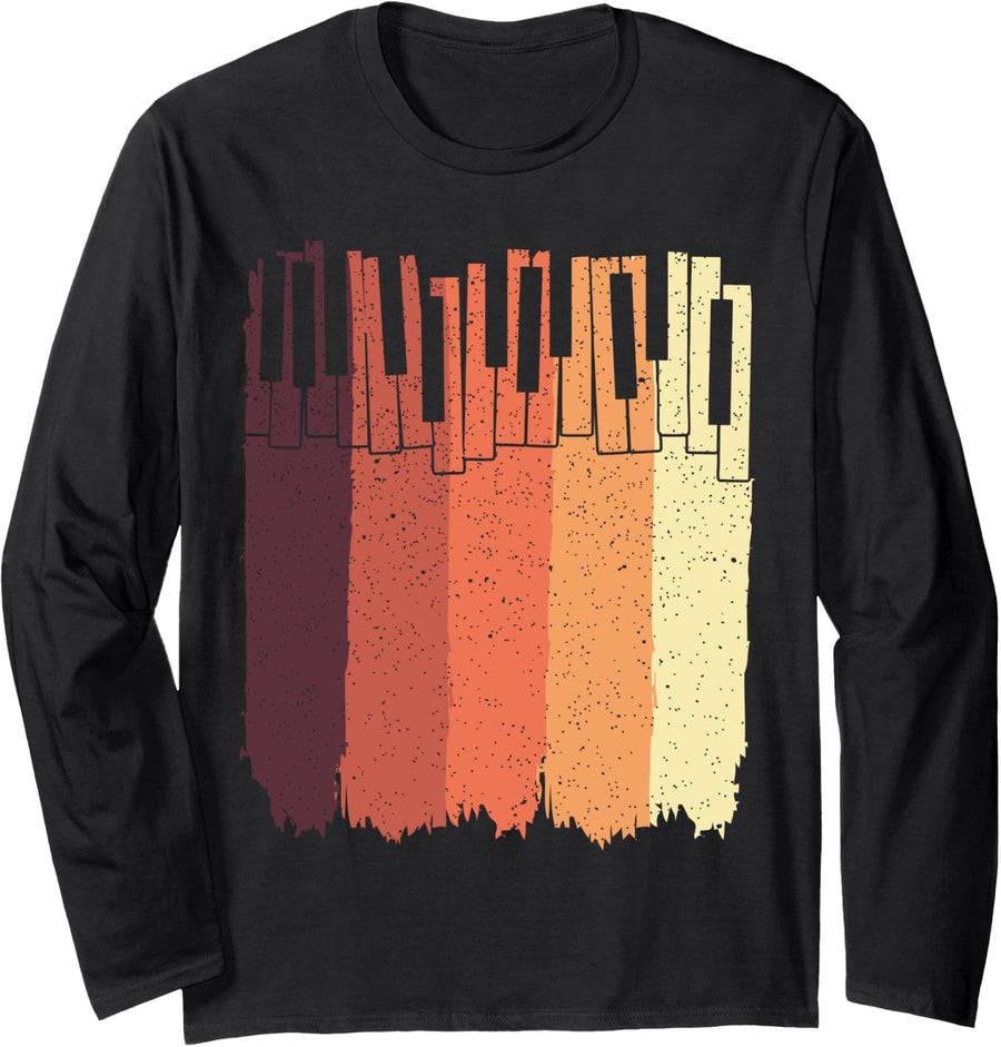 Pianist Vintage Retro Pianos Piano Long Sleeve T-Shirt - Adult Unisex Black