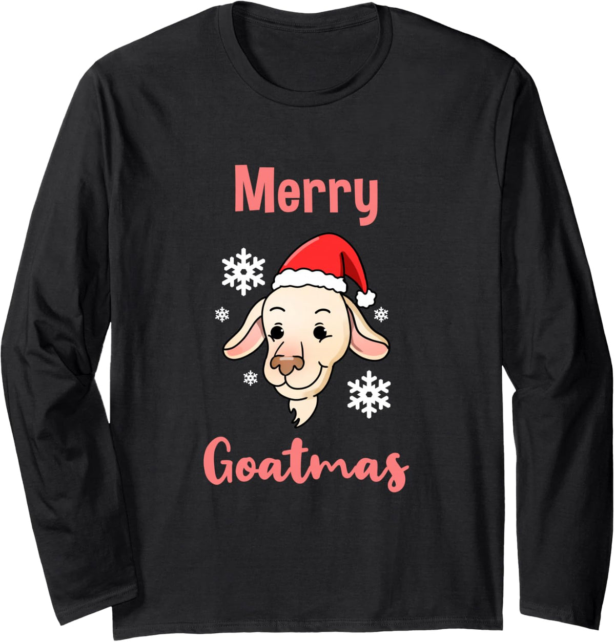 Merry Goatmas Christmas Goat Lover Gift Long Sleeve T-Shirt - Adult Unisex Black