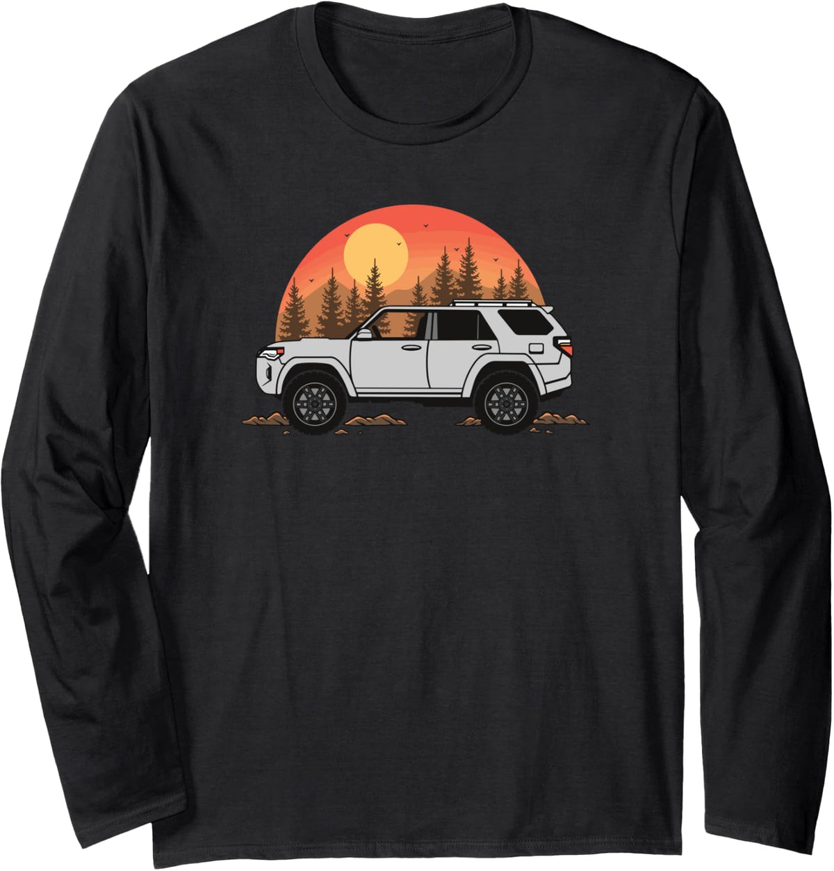 Trail4R Overlanding Forest Scene Long Sleeve T-Shirt - Adult Unisex Black