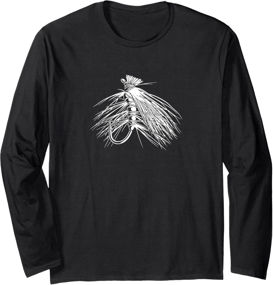 Dry Flies Elk Hair Caddis Trout Fishing Long Sleeve T-Shirt - Adult Unisex Black