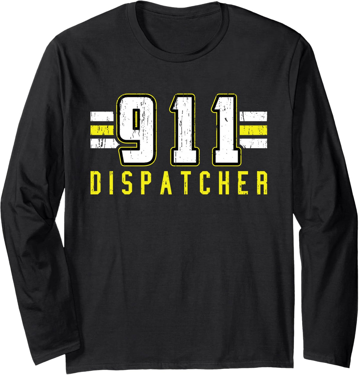 911 Dispatcher Emergency Dispatch Operator Thin Gold Line Long Sleeve T-Shirt - Adult Unisex Black