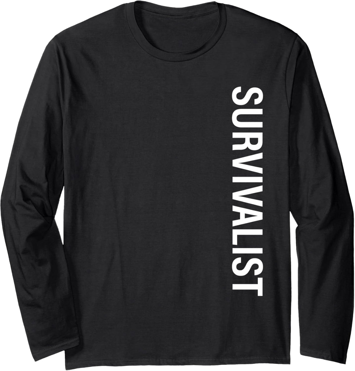 Survivalist Vertical Long Sleeve T-Shirt - Adult Unisex Black