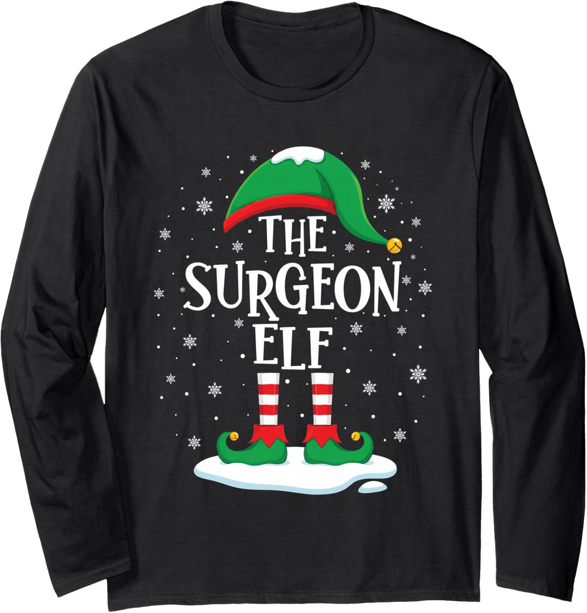 The Surgeon Elf Christmas Family Matching Xmas Group Funny Long Sleeve T-Shirt - Adult Unisex Black