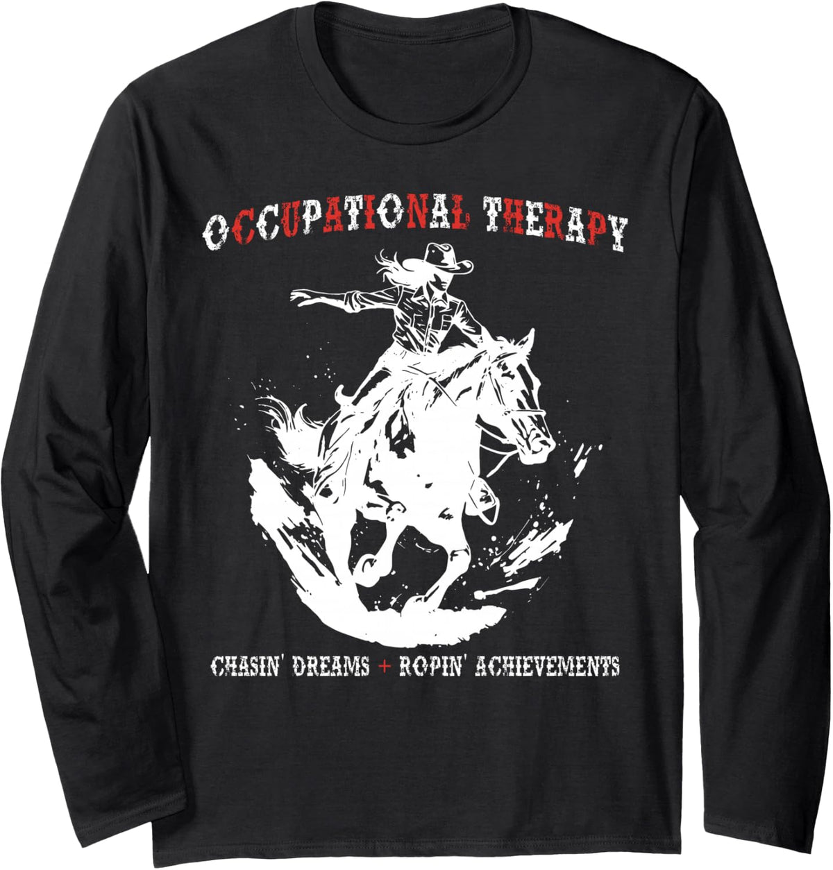 Western Occupational Therapy Cowgirl Pediatric OT Therapist Long Sleeve T-Shirt - Adult Unisex Black
