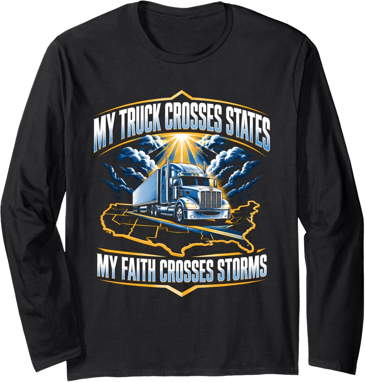 Christ Jesus God Bible Believer Faith Christian Truck Driver Long Sleeve T-Shirt - Adult Unisex Black