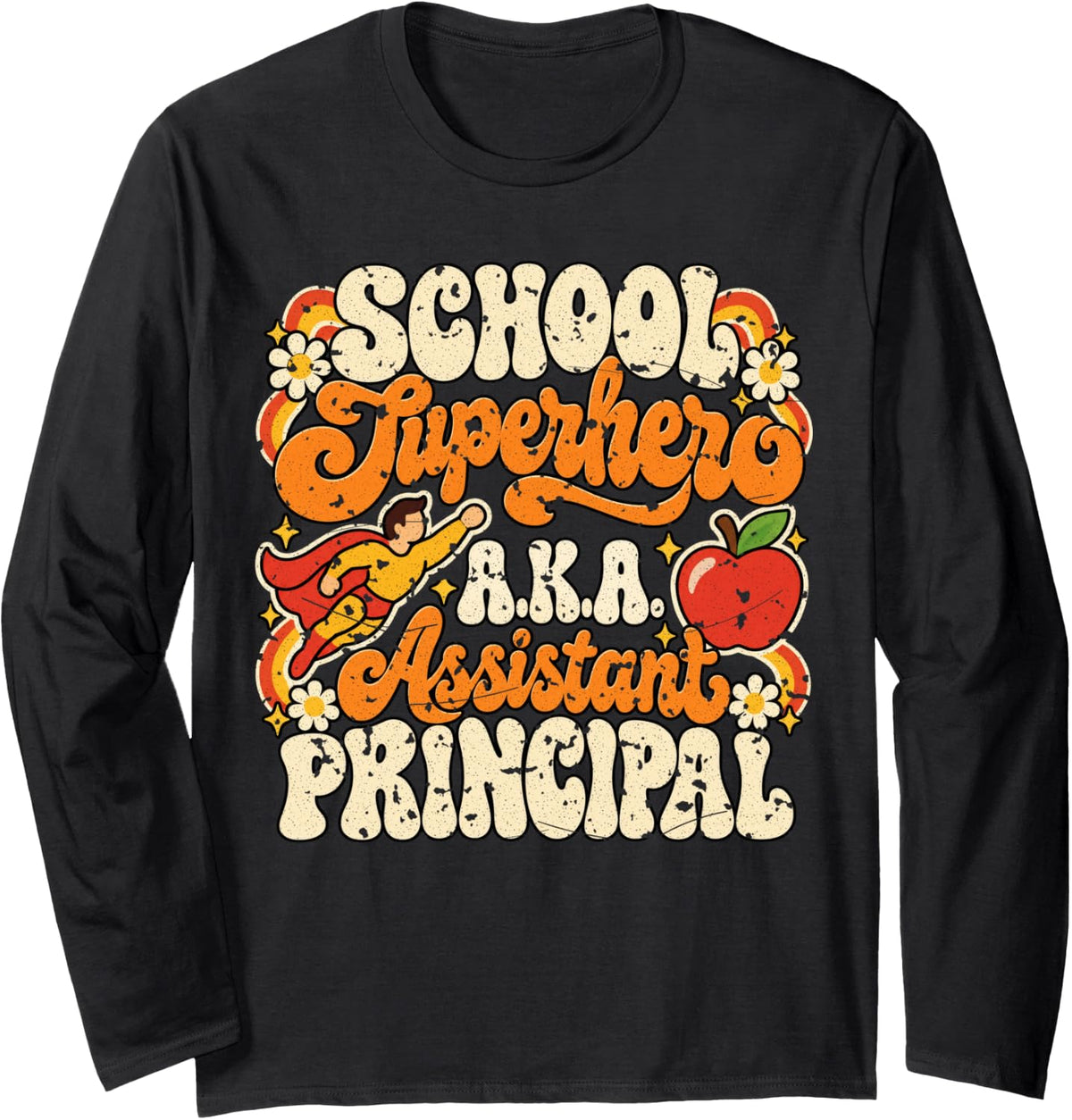 School Superhero Assistant Principal Long Sleeve T-Shirt - Adult Unisex Black