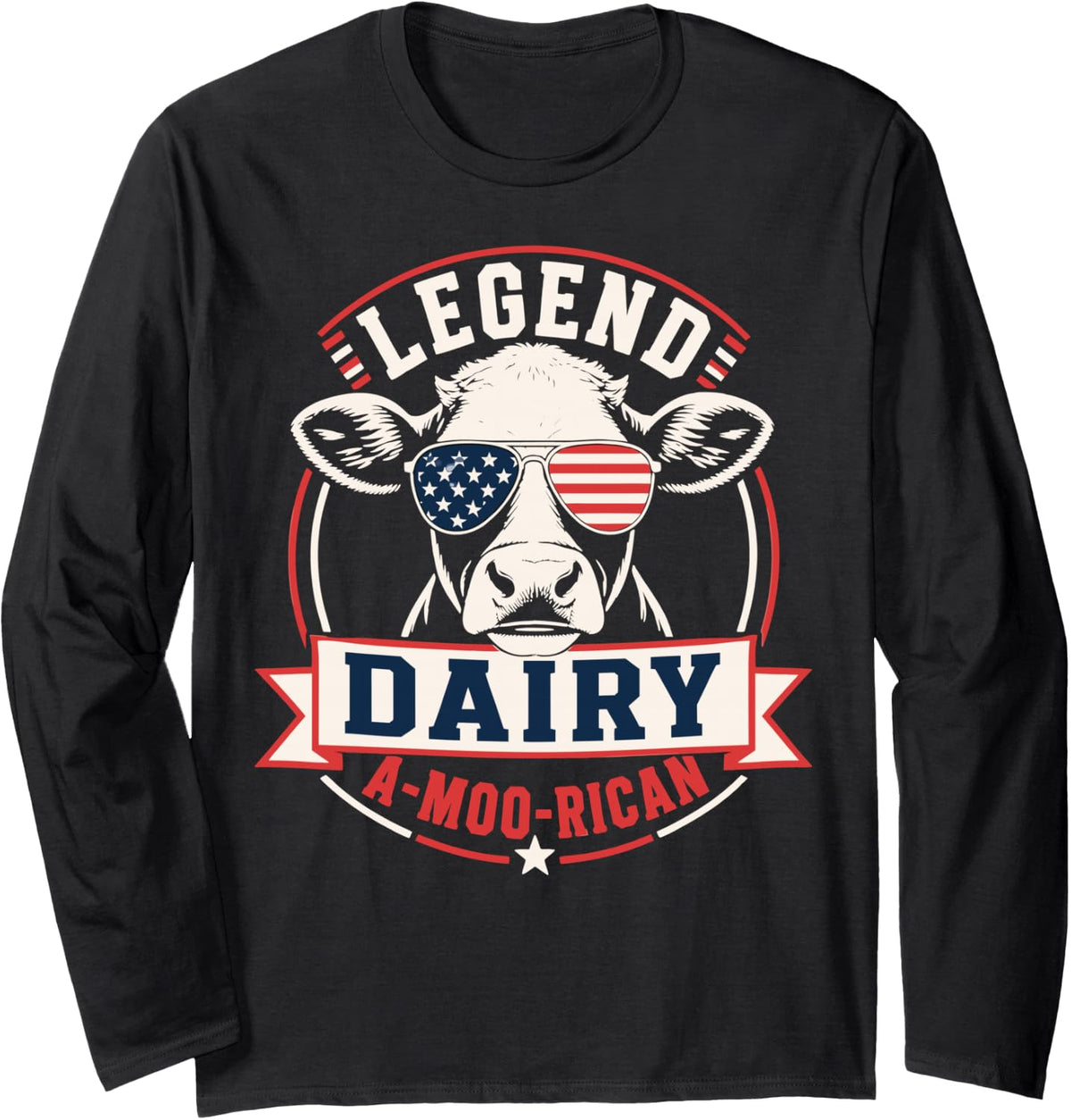 Dairy Farmer Cow USA Farming Agriculture Long Sleeve T-Shirt - Adult Unisex Black