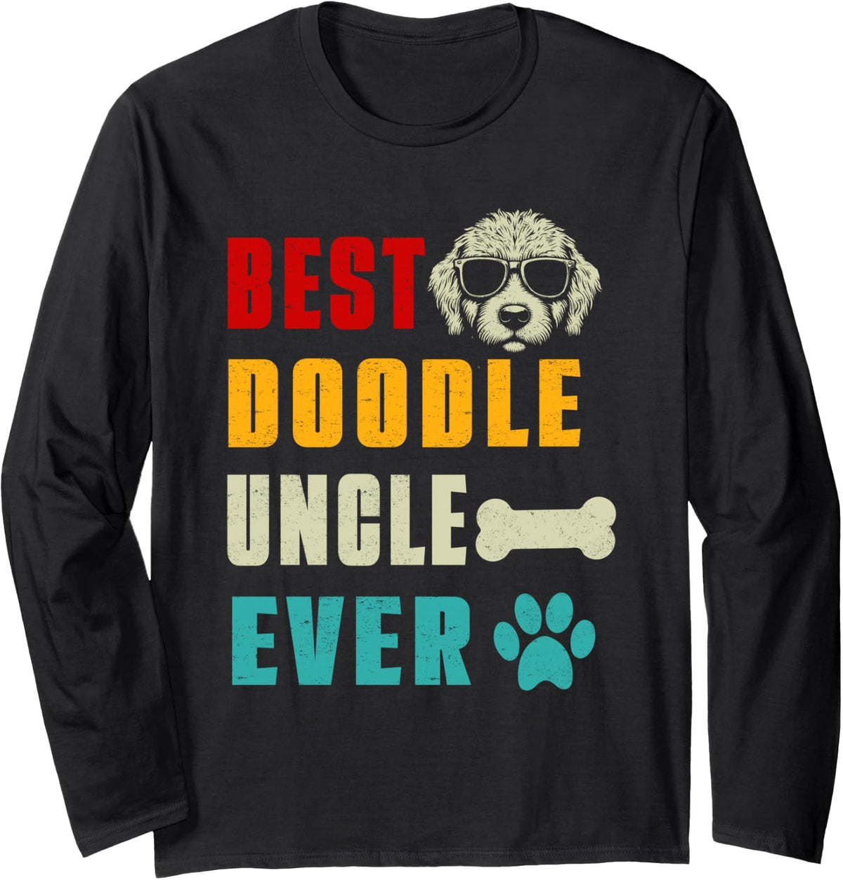 Funny Goldendoodle Dad Best Doodle Uncle Ever Long Sleeve T-Shirt - Adult Unisex Black