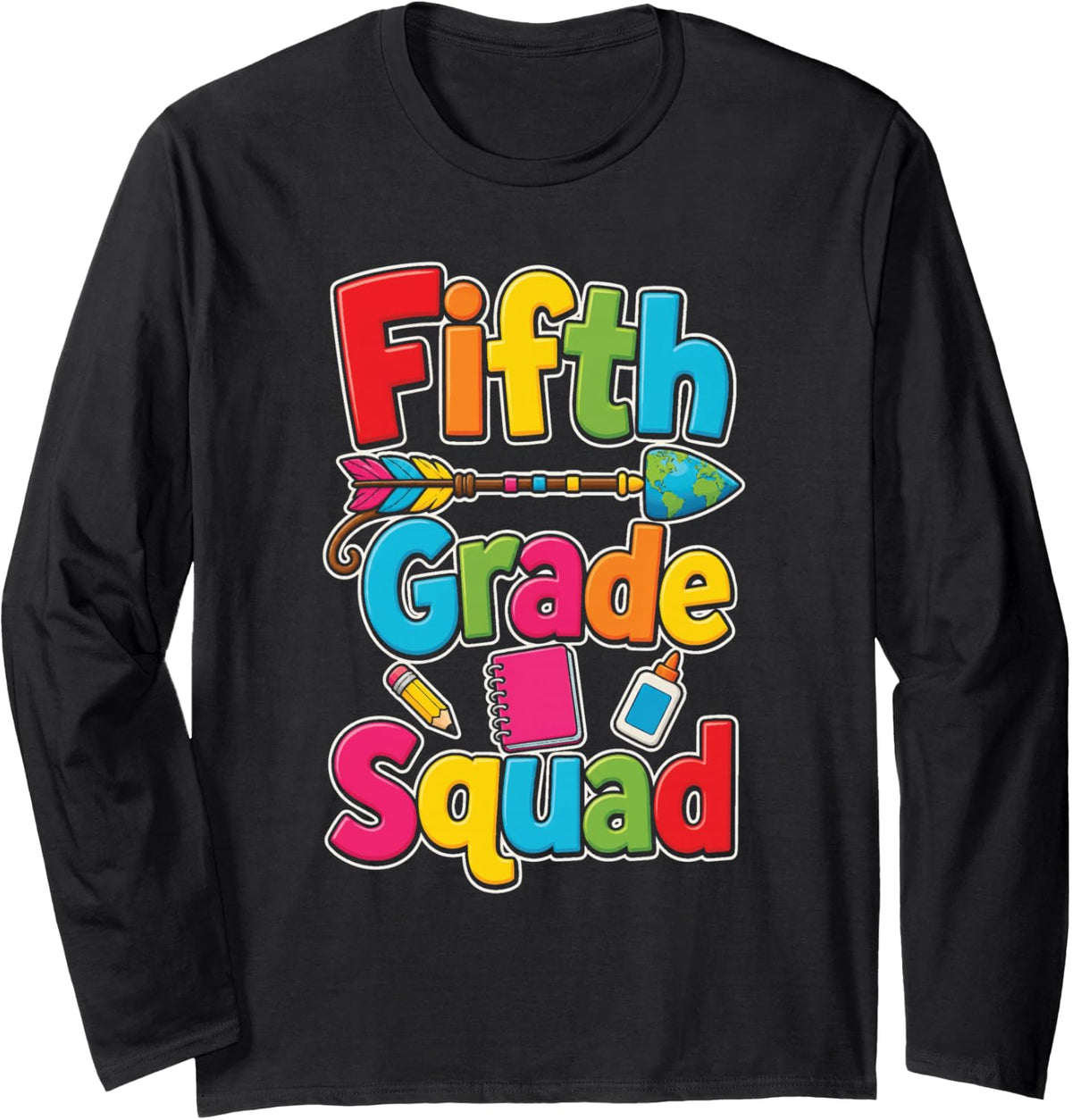 5th Grade Squad Fifth Grade First Day of School Long Sleeve T-Shirt - Adult Unisex Black