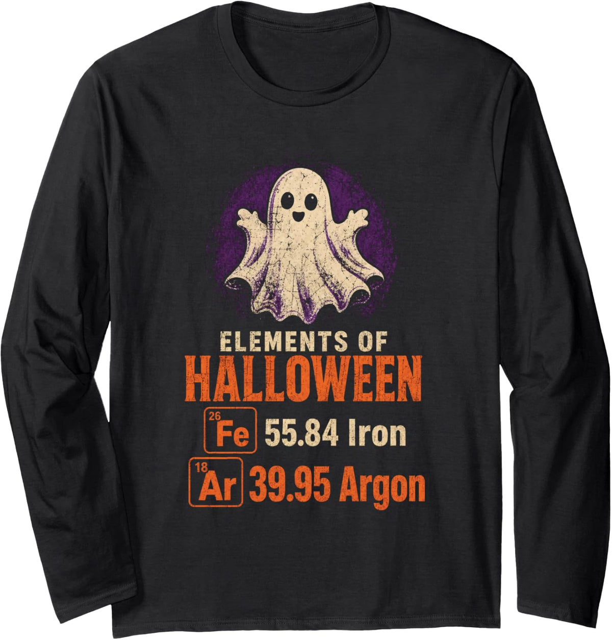 Halloween Science Chemistry Teacher Elements Periodic Table Long Sleeve T-Shirt - Adult Unisex Black