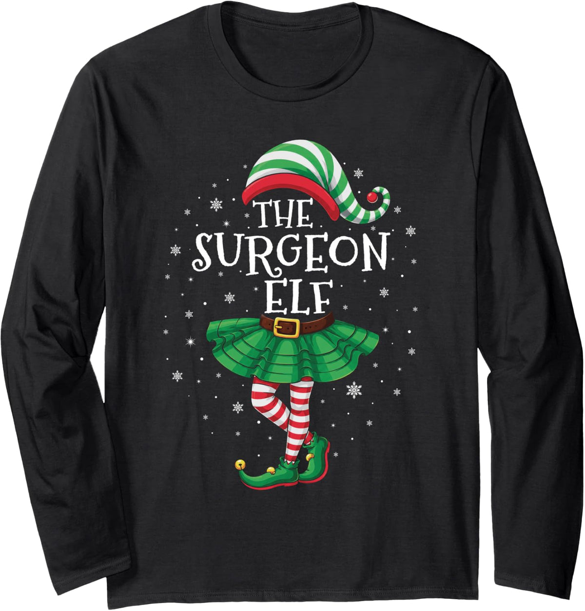 Family Matching Men Women Funny The Surgeon Elf Christmas Long Sleeve T-Shirt - Adult Unisex Black