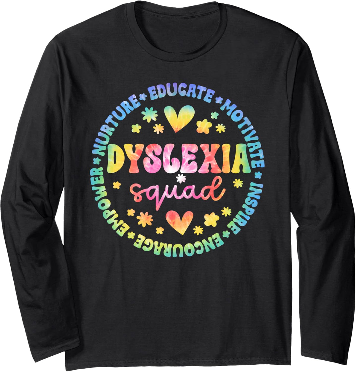 Dyslexia Squad Appreciation Dyslexia Team Dyslexia Crew Long Sleeve T-Shirt - Adult Unisex Black
